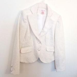 Nine & Co Ivory Velvet Jacquard Two Button Blazer Size 6